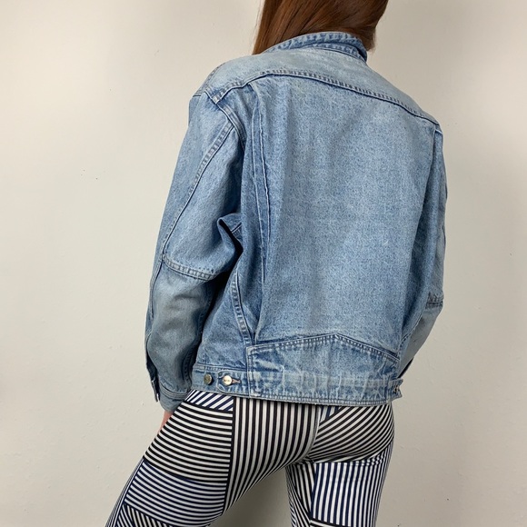 Retro 1980’s Forenza denim Jacket Sz M structured light wash rigid cotton RARE - Picture 4 of 15